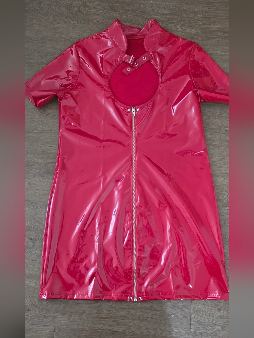 Red Patent Vinyl Zip Front Dress